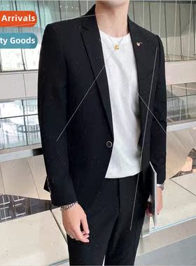 Su su men 2022 new Korea  casual men solid color twoPCS set