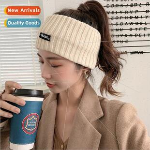 letters patch knted HeadbKorea edge versatile wide hair ins