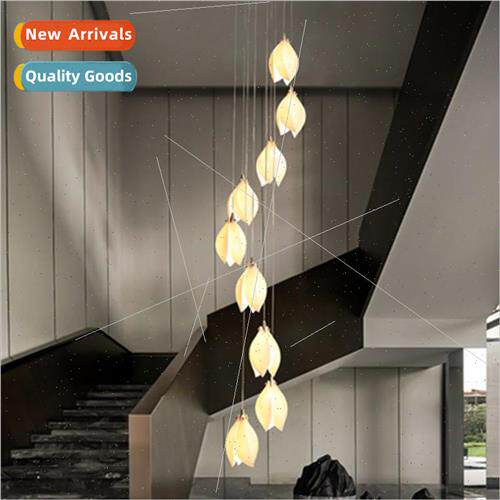 Scandinavian simple villa central light multi head staircase