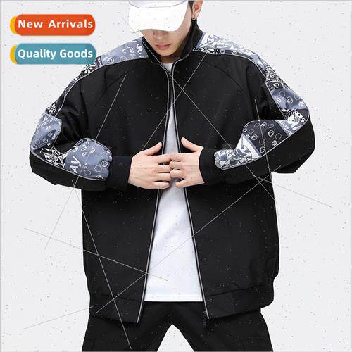 Standing collar jacket men 2023 new spring fall American tid