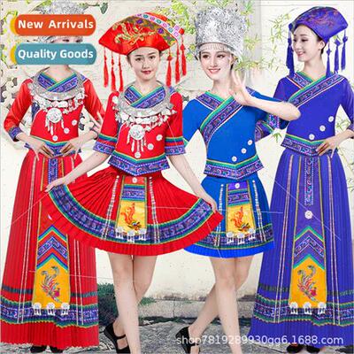 New Miao Permance Costume Tujia Clothing Women Xiangxi Minor