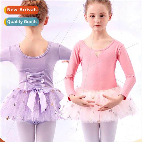 wear childrens fall padded dance dress long-sleeved bow yarn