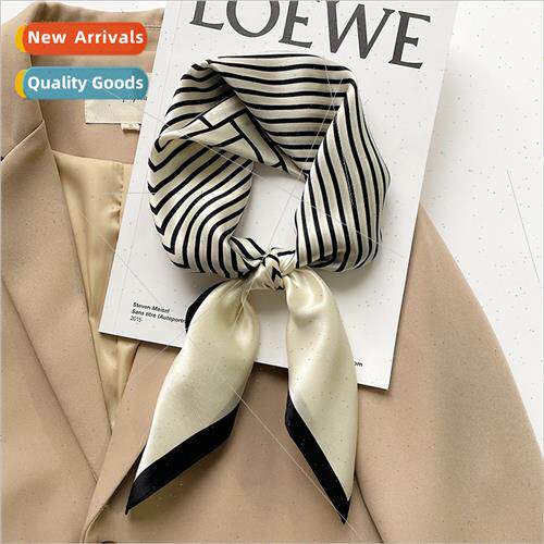 Korean  new fall winter striped temperament silk small squar