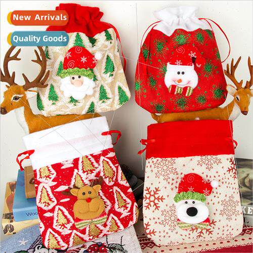 Christmas gift bags New burlap cartoon Christmas candy bags