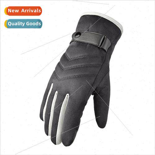 Suede Gloves Men Winter Padded Thickened Warm Touch Screen O