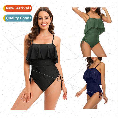 Tight Europe New Backless Ruffle One-piece Swimsu Sexy Breas