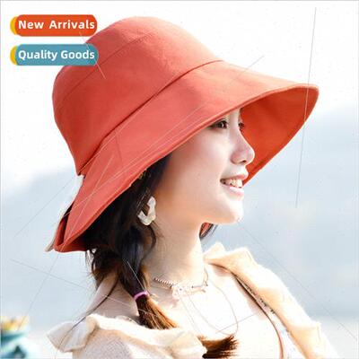 Summer new women fisherman hat bow cute cotton cap outdoor f