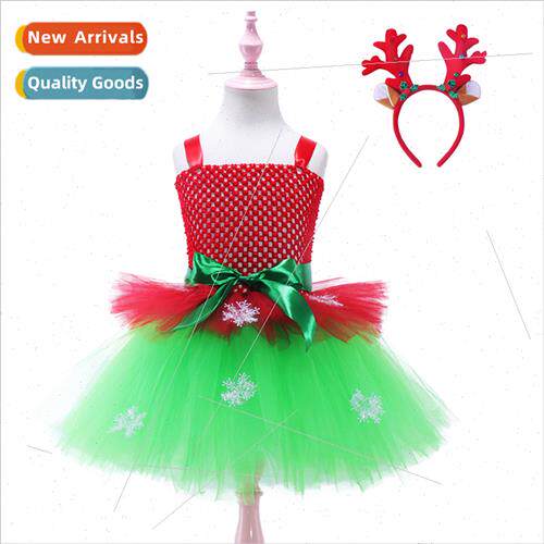 Europe Christmas girls tutu holiday party kids dress green s