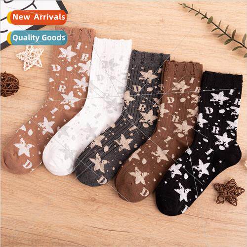 Socks Women Splash Ink Long Socks Europe Wind Graffi Hole Br