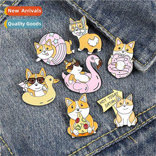 Korea  cartoon puppy brooch pizza donut swimming ring cute a