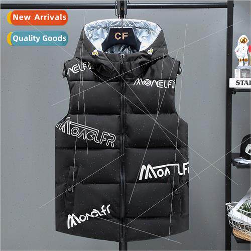 Fall winter down cotton men vest hooded casual handsome hors