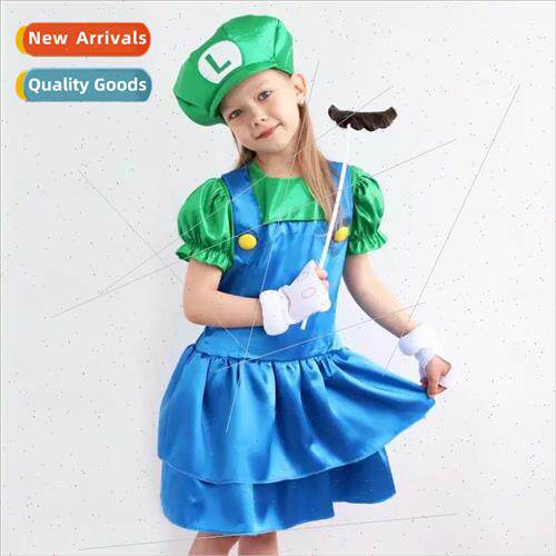 Child Mario Costume igi Girl Dress Game Role Play Halloween