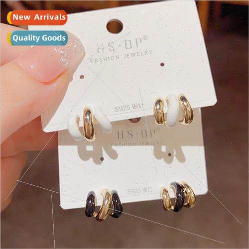ins simple retro metal oil drop earrings female fashion s925