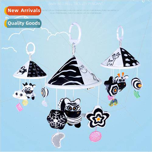 Newborn black whe hanging umbrella baby bed bell visual stim