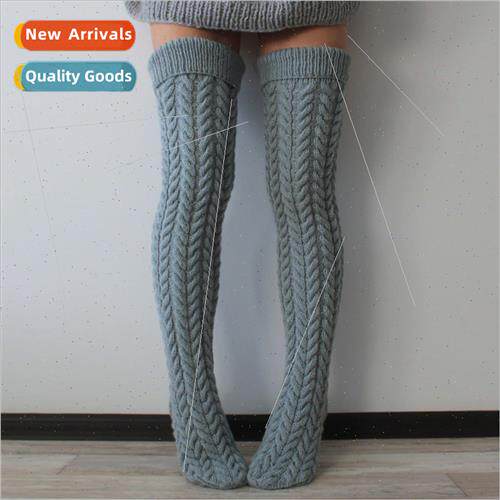 Europe autumn and winter new knted stacked socks women solid