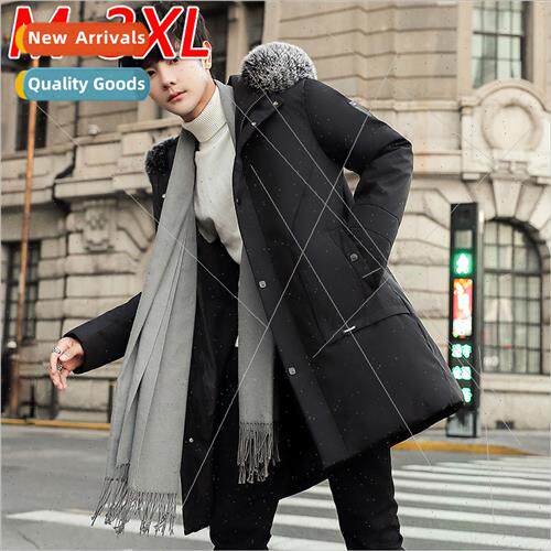 Winter down jacket in long tide big hairy collar hooded jack