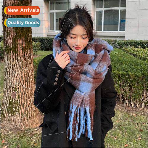 Korea new wild plaid ZA student shawl dual-use knting fall w