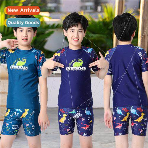Childrens swimsus boys short-sleeved spl swimming su Korea c
