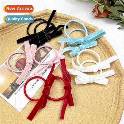 Korea velvet bow hair rope female ins basic hair btie ponyta