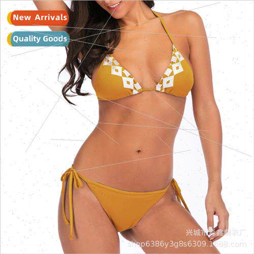 2021 New Bikini Tight Swimsu Womens Europe Tie Womens Swimwe