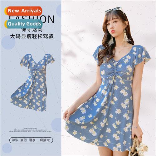 Large size swimsu womens  fat MM cover meat thin skirt swims图片