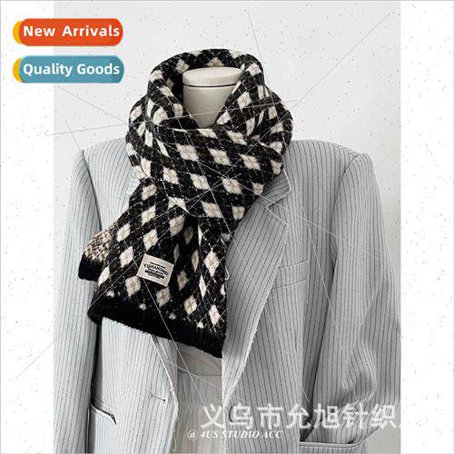 Retro college fall winter warm scarf female diamond-shaped g