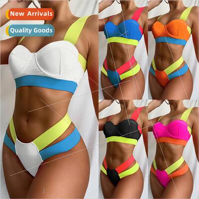 Europe Clash of Colors Bandage Bikini Womens Hard Wrap Steel
