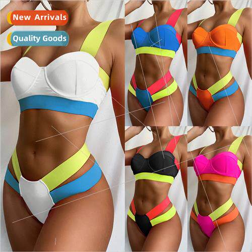 Europe Clash of Colors Bandage Bikini Womens Hard Wrap Steel
