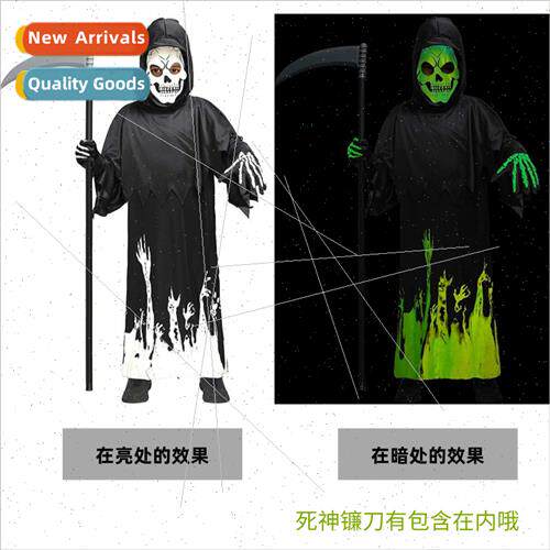 Glow in the Dark Grim Reaper Kids Halloween Party Cosplay Ro
