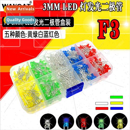 F3 3mm LED ght Emting Diode Boxed ght Emting Tube 500pcs 100
