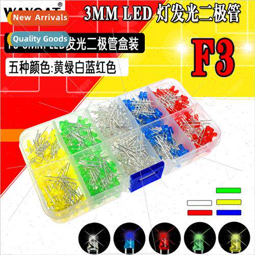F3 3mm LED ght Emting Diode Boxed ght Emting Tube 500pcs 100