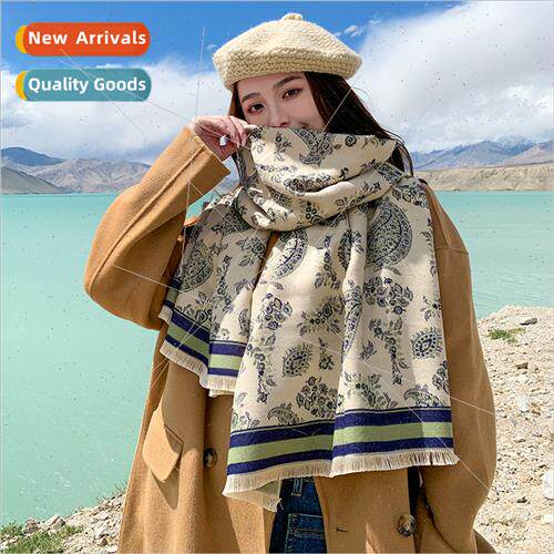 2023 Korea  new fall winter cashew fashion faux cashmere sca