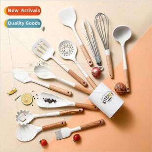 Short Wooden Set Whe 12pc Kchenware New licone Creamy Handle