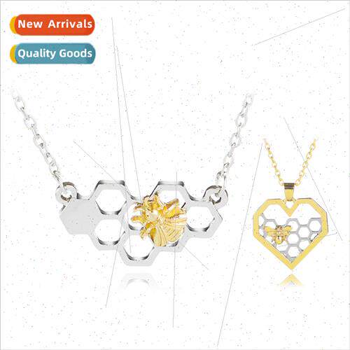New Fashion Hollow Heart Honeycomb Necklace 18K Bee Women Sw
