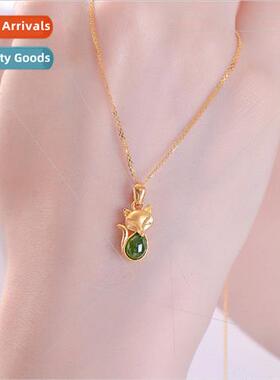 Vietnam sgold chrysoprase fox necklace适用girls gold plated