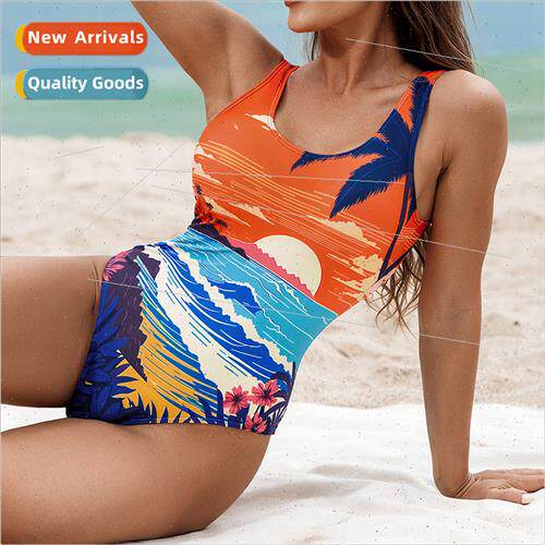 2023 New Fashion Printed One-piece Swimsu Womens Tight Europ