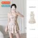 piece floral skirt Swimsu breasts one small gathered ladies