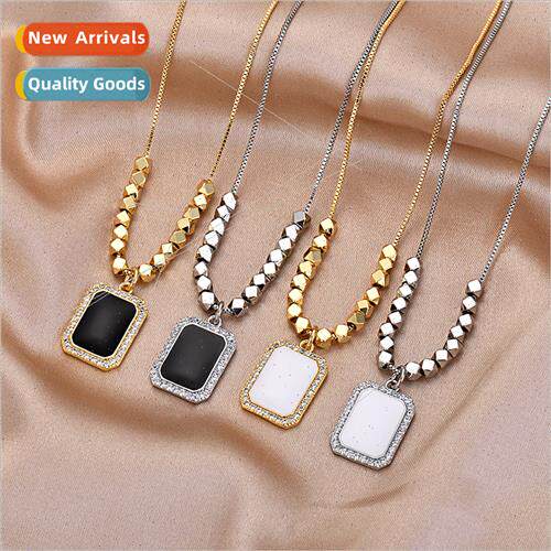 Genuine Gold Broken lver A Few Two Square Necklace Women che