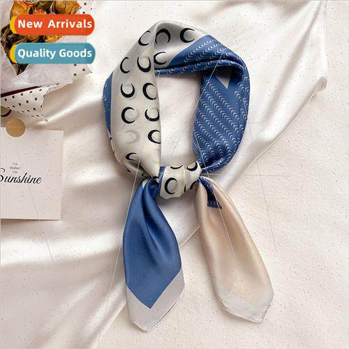 2021 summer tie-dye simulation silk plain women square scarf