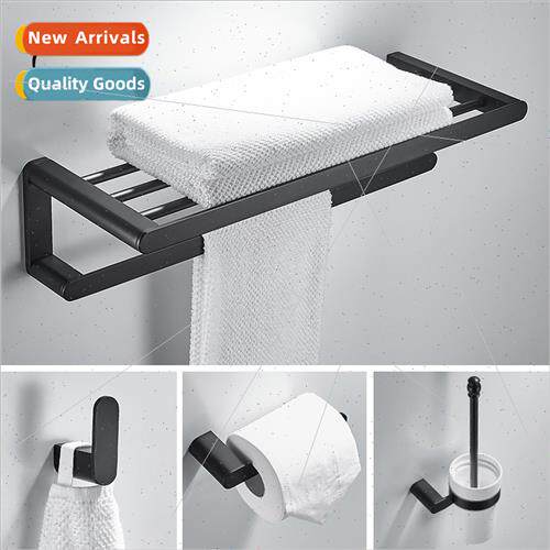 Full copper black bath towel rack bathroom shelf bathroom ha