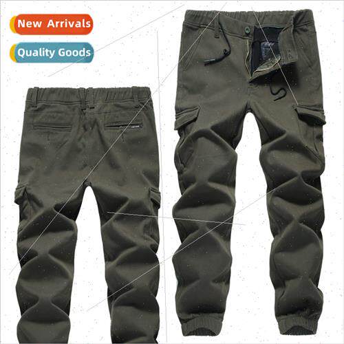 2022 winter padded thickened men work pants small feet strai