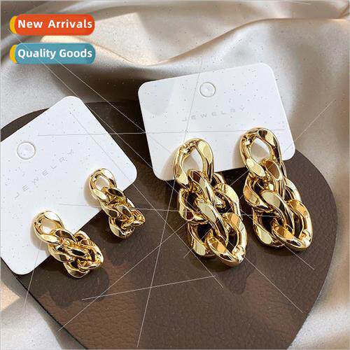 Europe Heavy Metal Chain Earrings Copper Plated 925 lver Pin