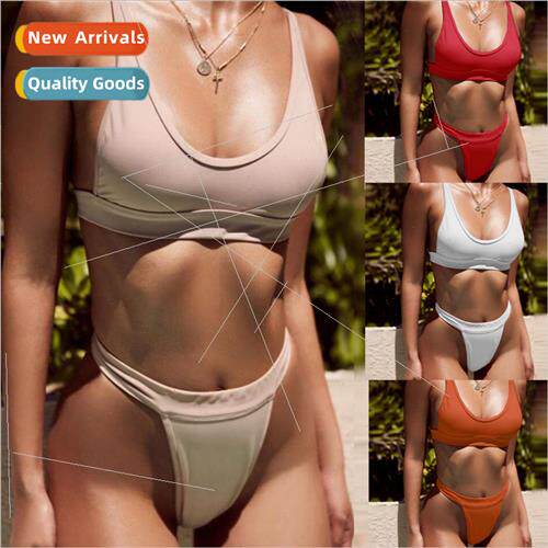 4 Color Bikini New Spl Swimsu Solid Color Wide de Sexy i19C2