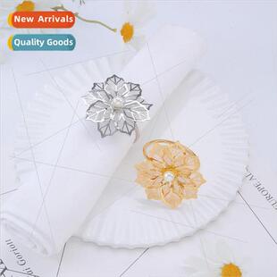 ring metal mesh New mouth napkin flower hotel