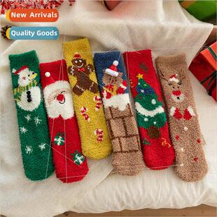 women Christmas off velvet thi fall socks not Coral