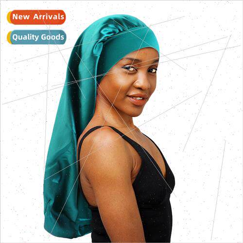 mulated lk Long Stch Hair BCap Sateen Sleeping Hat Long Hair