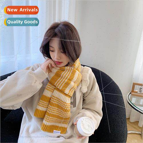 2022 Autumn winter knted striped wool scarf women Japan Kore
