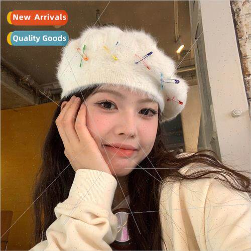 Whe rabb hair hat female fall winter plush hat cute beret fe