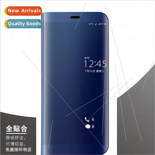 适用redmi 7A electroplating mirror millet 9SE flip cover lea