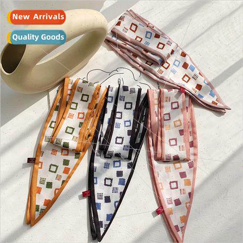 Geometric colorful twill pointed fluttering Korea silk scarf